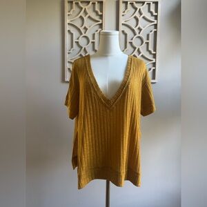 Free People Beach Golden Ribbed Top